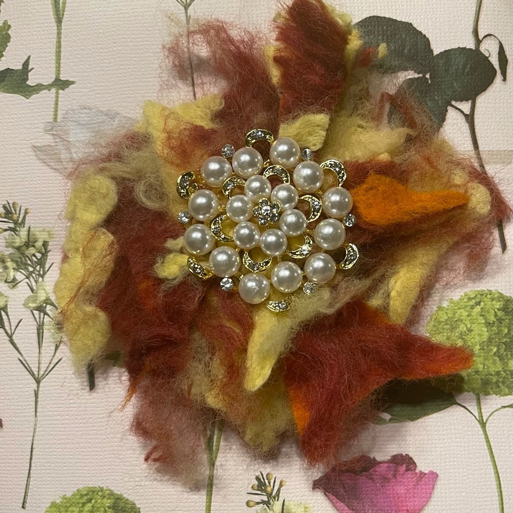 Hand felted wool brooch